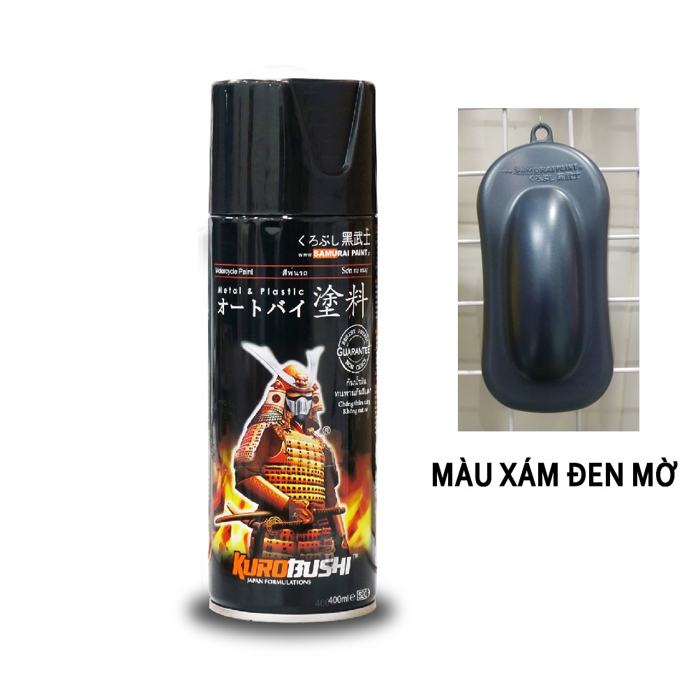 Sơn xịt xe máy samurai màu xám đen mờ y9494 chai 400ml