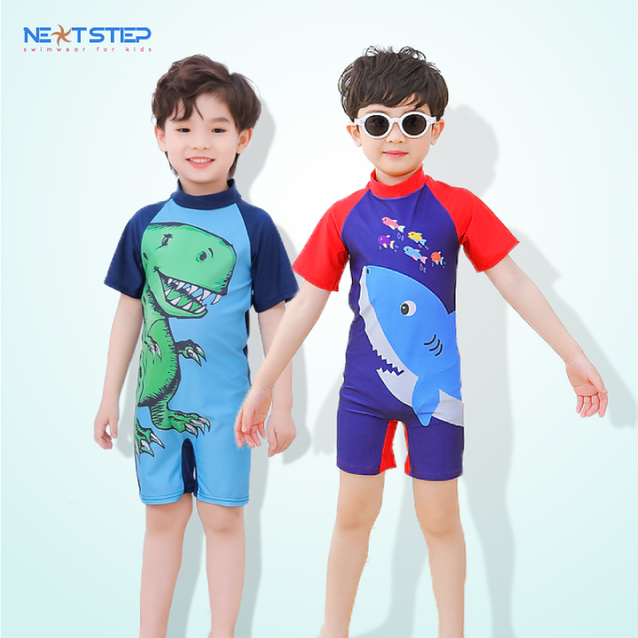 [HCM]Đồ bơi bé trai liền thân họa tiết cá mập size từ 15kg đến 33kg