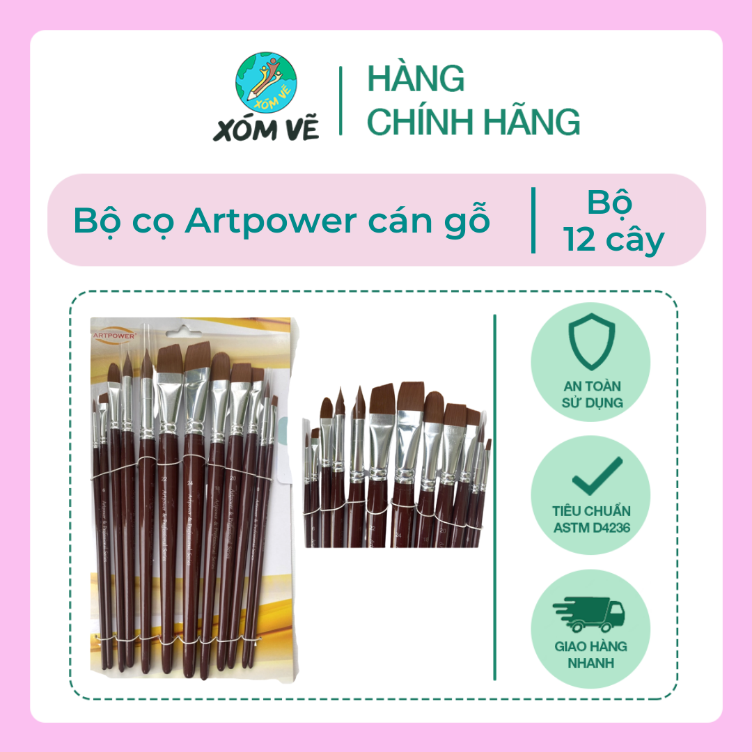 Bộ cọ Artpower 12 cây cán gỗ cao cấp