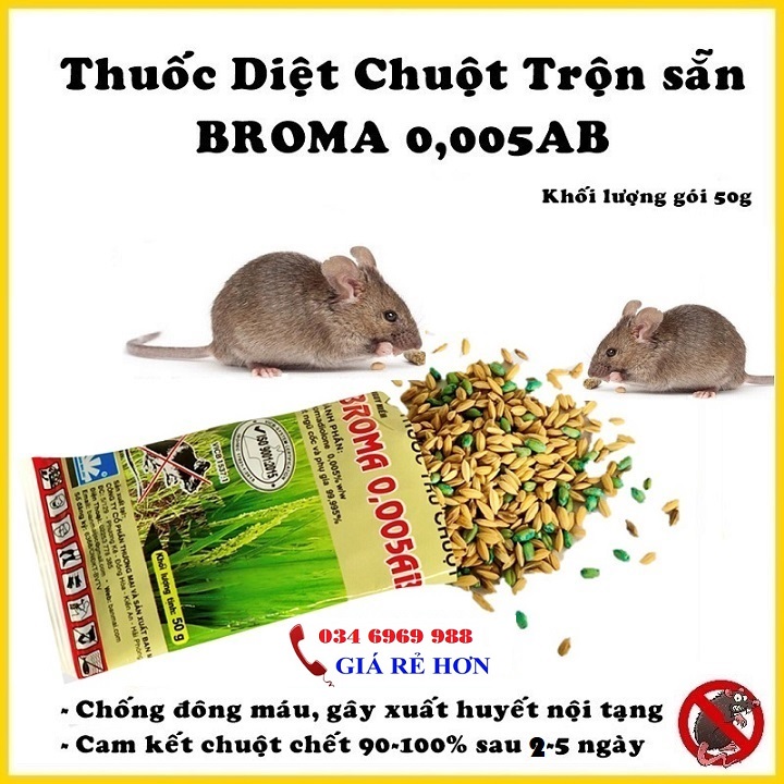 Combo 10 gói Thuốc diệt chuột sinh học BROMA 0,005AB