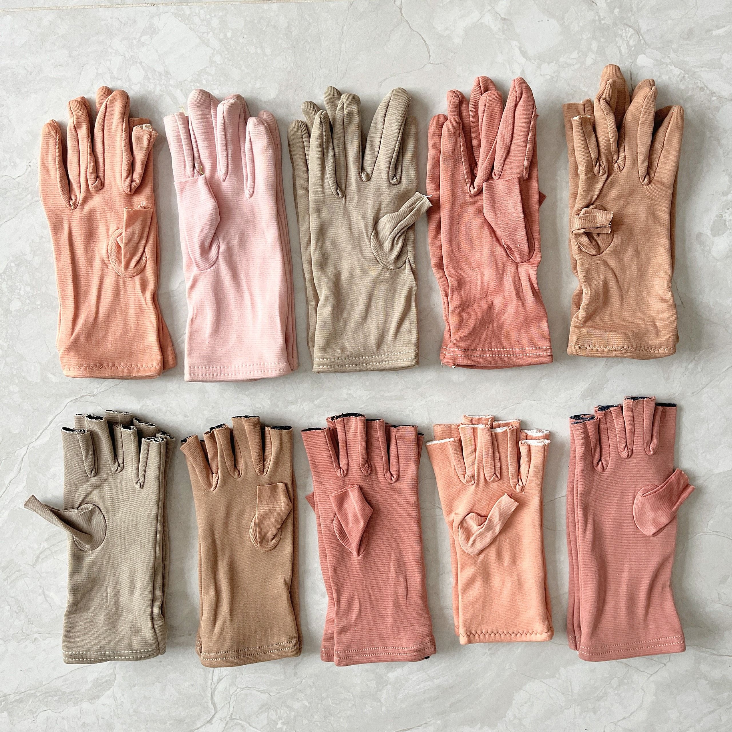 1 đôi găng tay trơn cắt 2 ngón, cắt 5 ngón vải cotton dày dặn cho nữ