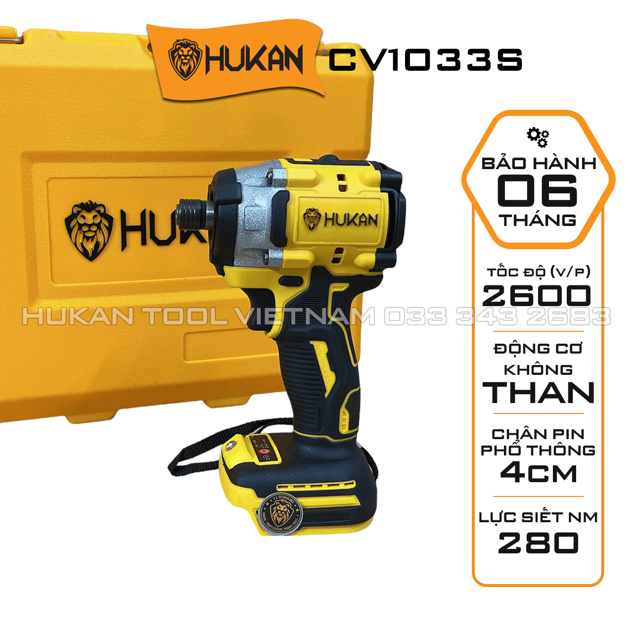 Thân máy chuyên vít pin Hukan CV1033S Không chổi than Chân pin phổ thông 4CM