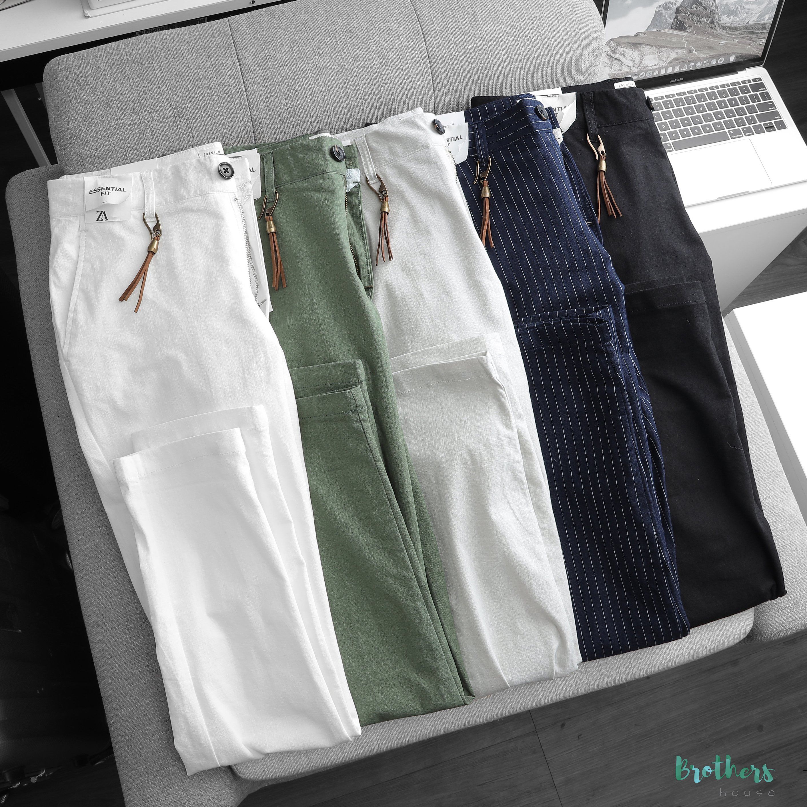 Quần âu linen Z.a.r.a dáng chinos chuẩn sang