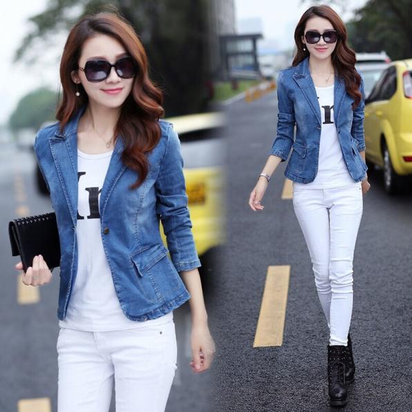 Áo khoác cổ vest 2 túi tay dài thời trang