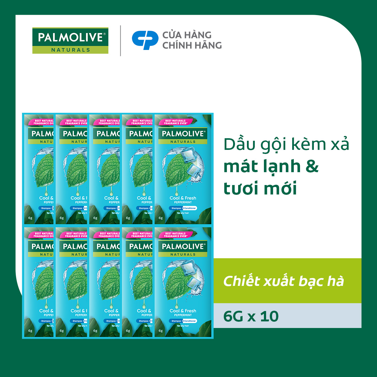 Bộ 10 gói Dầu gội Palmolive kèm dầu xả chiết xuất thiên nhiên 6g x 10
