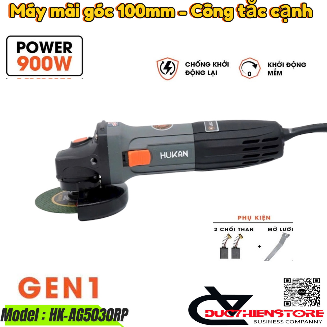 Máy cắt cầm tay Hukan HK-AG5030RP | máy mài hukan 900W khỏi động mềm và chống khỏi động lại chính hã