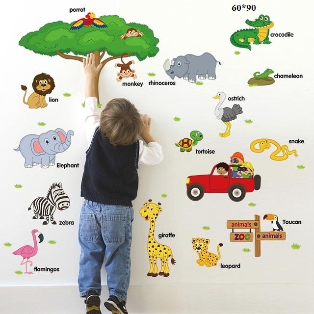 Decal dán tường thú tiếng anh