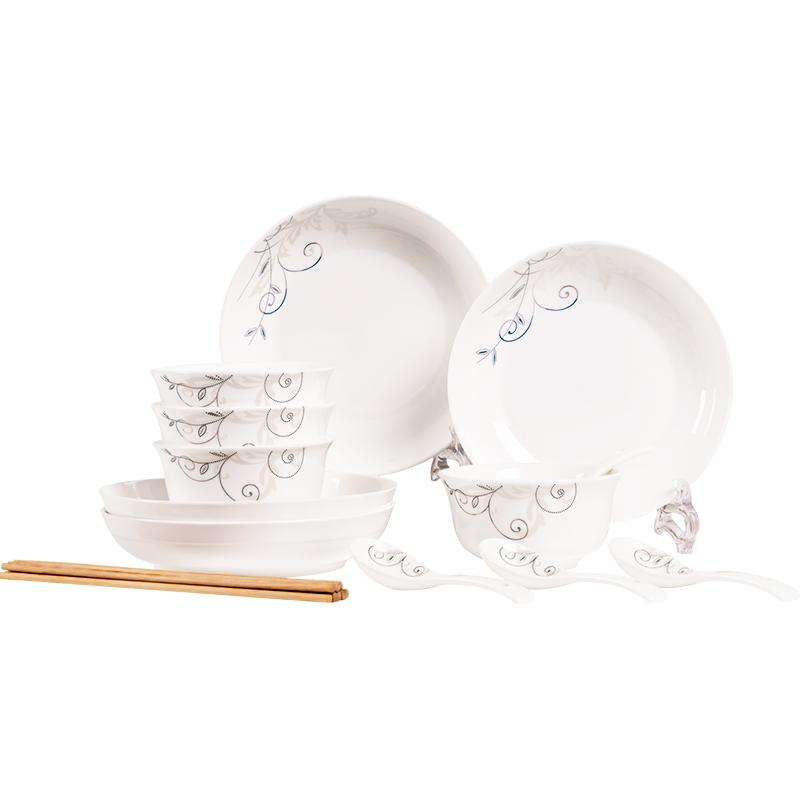 Bộ chén dĩa cao cấp 16 món gồm chén dĩa muỗng và đũa vân hoa bộ chén dĩa sứ gốm đẹp sang trọng