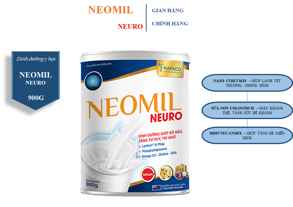Sữa bột NEOMIL NEURO - DINH DƯỠNG Y HỌC GIÚP BỖ NÃO, CẢI THIỆN TRÍ NHỚ