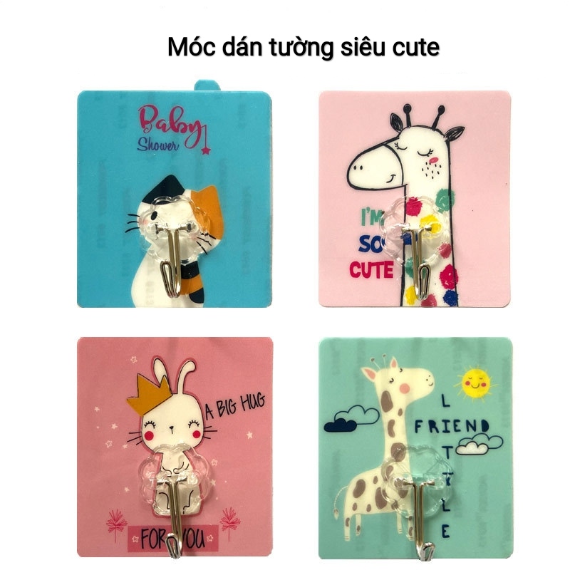 Combo 20 móc dán tường in hình 3D siêu bền chắc cute