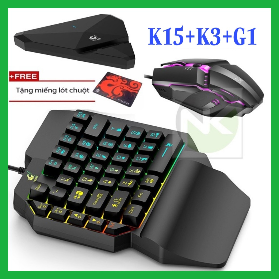 [HCM]Bàn Phím K15 + Chuột K3 + Hộp Chuyển Đổi G1 (COMBO TRỌN BỘ) chơi game PUBG Mobile cho Android IOS iPad như PC