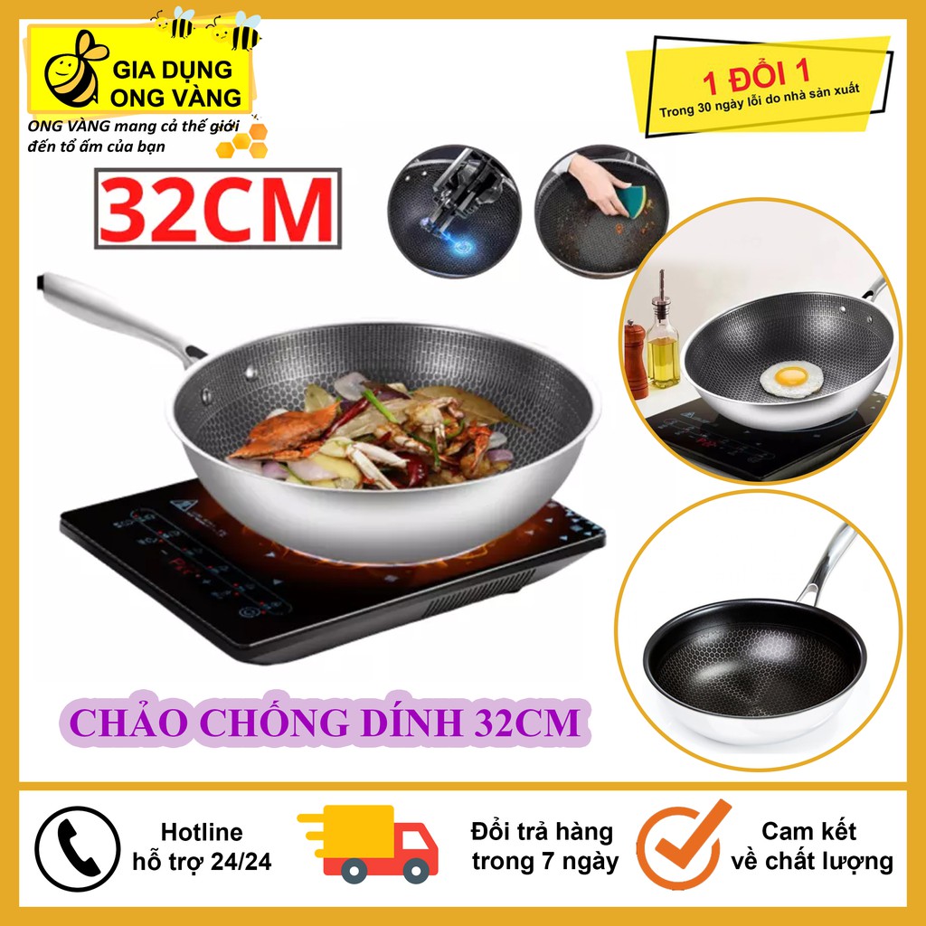 [HCM]CHẢO 32CM TỔ ONG SÂU LÒNG SIÊU Chống Dính Cao Cấp.Hợp Kim Nhôm Không Chứa PFOA và PTFE Mặt Trong Phủ Cecamic An Toàn  Cho Sức Khỏe.Dùng Được Cho Mọi Loại Bếp.