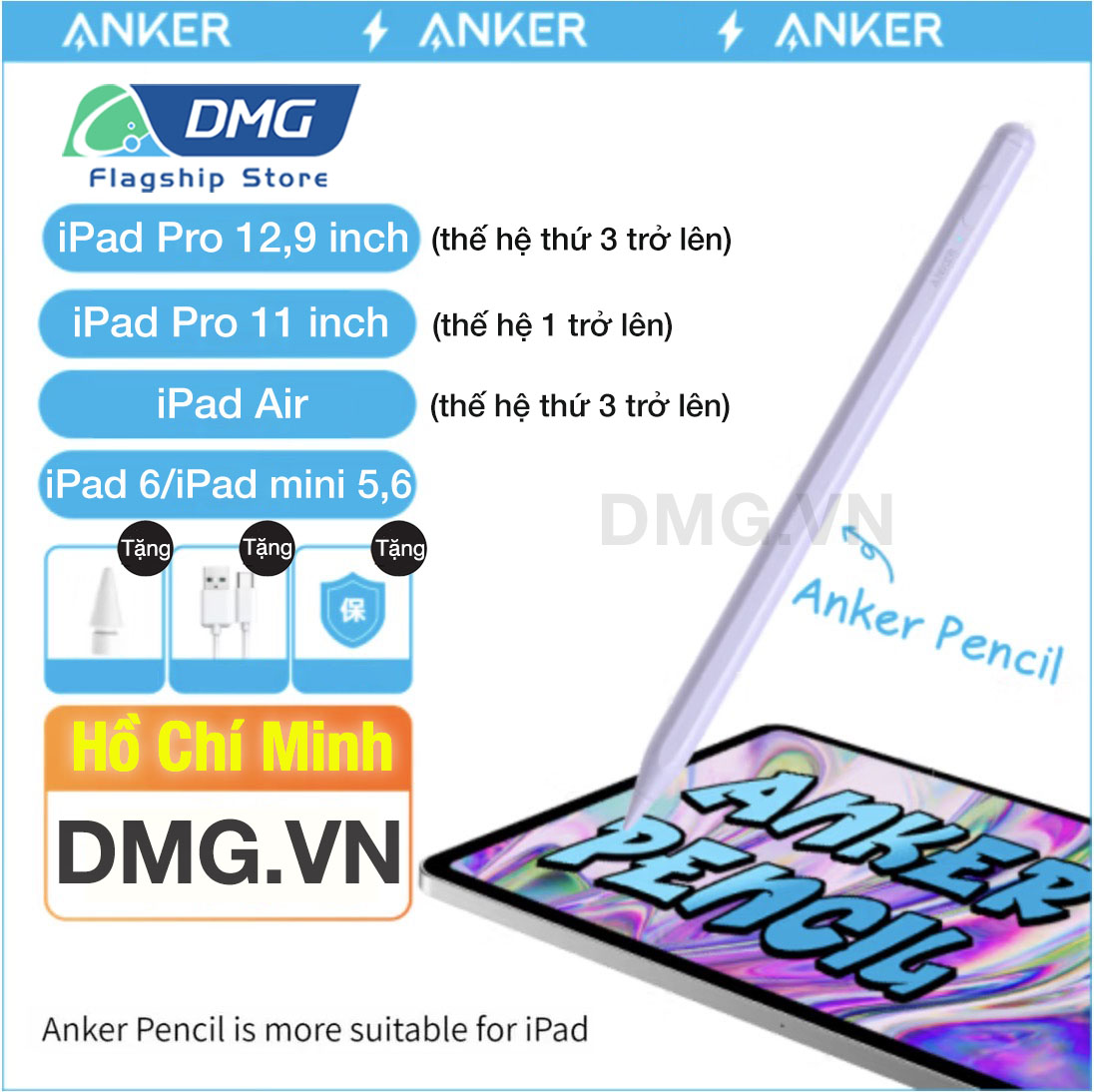 Anker Pencil A7139 cho iPad Apple Pencil 2 chống chạm nhầm thanh đậm dành cho Apple iPad mini,iPad,iPad Pro,iPad Air Series