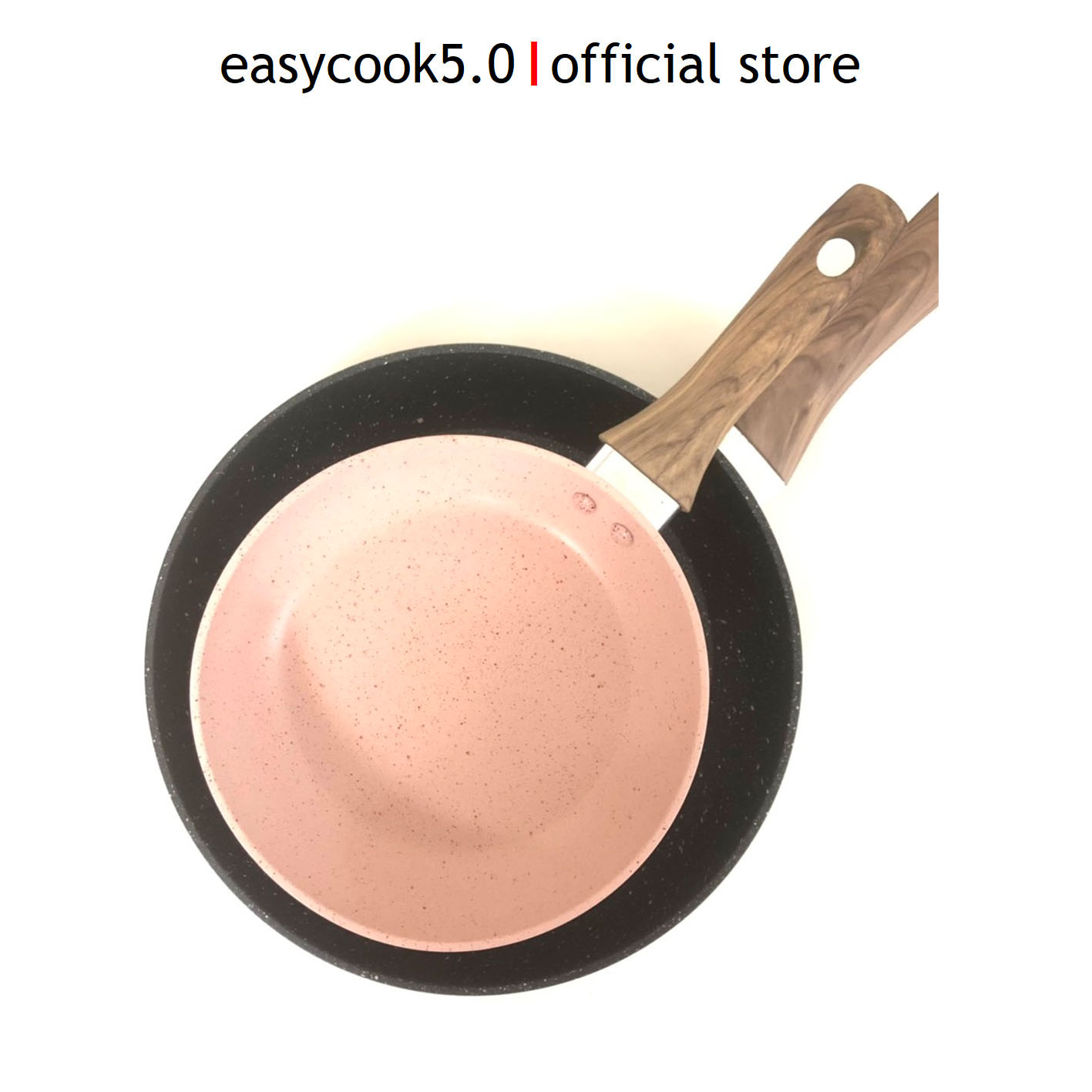 [HCM]Combo 2 Chảo chống dính 16cm 22cm cao cấp, vân đá hoa cương cán vân gỗ cao su sử dụng mọi loại bếp