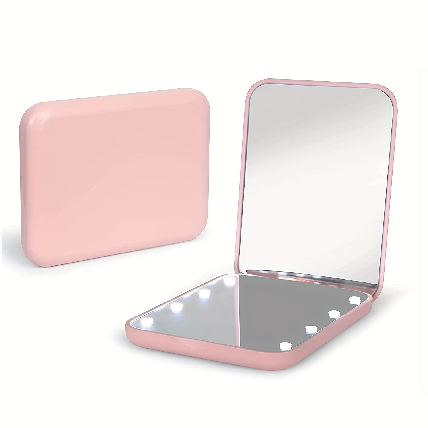 xuanou123 Pocket Mirror 1X/3x Magnified LED Mini Travel Makeup Mirror, Compact Mirror With Lights, Wallet Mirror, Double-sided, Portable, Folding, Hand-held, Small Lighting Makeup Mirror, Suitable For Gift
