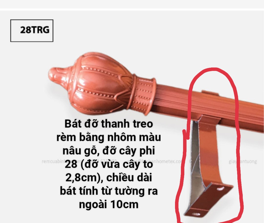 Bát đỡ thanh treo màn cửa màu nâu, đỡ cây phi 28
