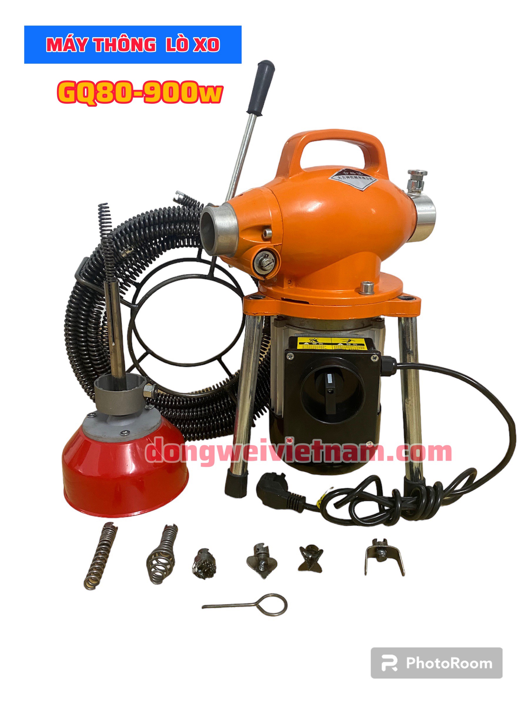 Máy thông cống lò xo gq80-900w tặng kèm dây 8mm và 16mm