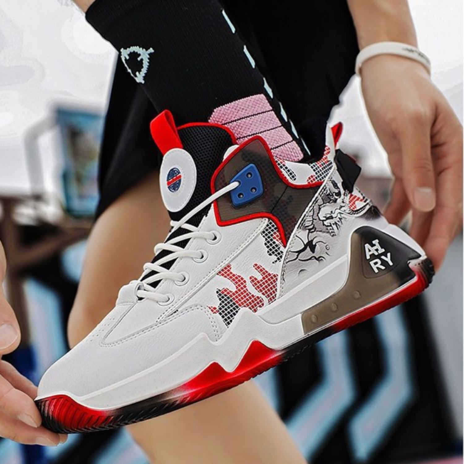 Giày thể thao bóng rổ nam Air Jordan chất liệu da phối hoạ tiết nâng gót