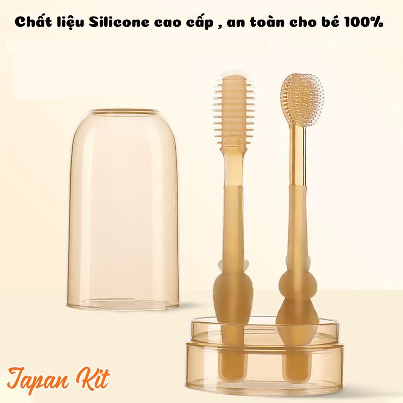 Bộ Rơ Lưỡi/Tưa Lưỡi,Bàn Chải Silicon Mềm Mại Cho Bé Từ Sơ Sinh.Vệ Sinh Nấm Miệng Bé