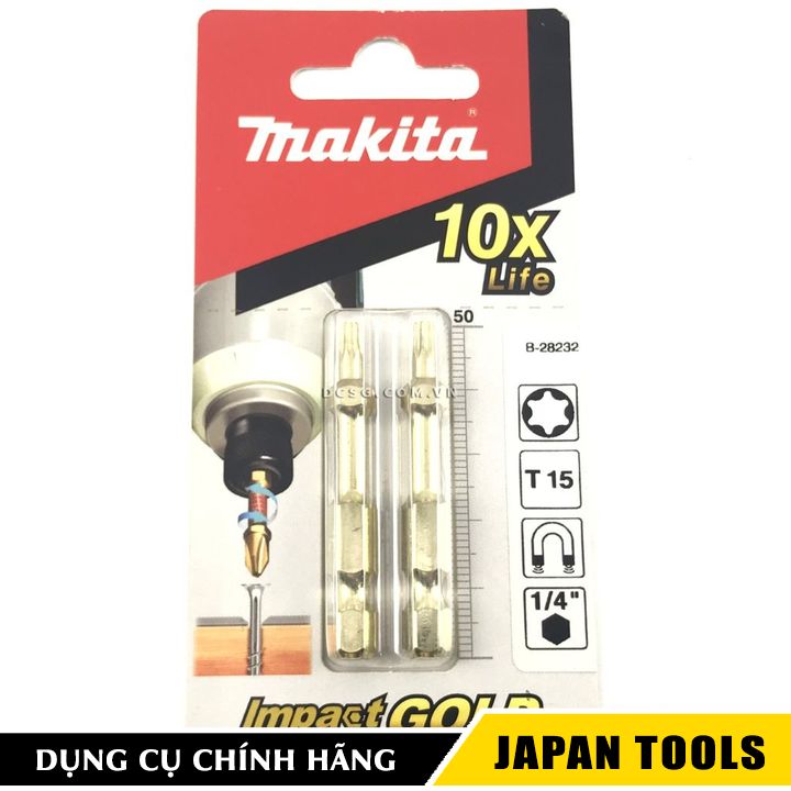 Vít torsion t15x50mm 2pc makita b-28232 | japan tools