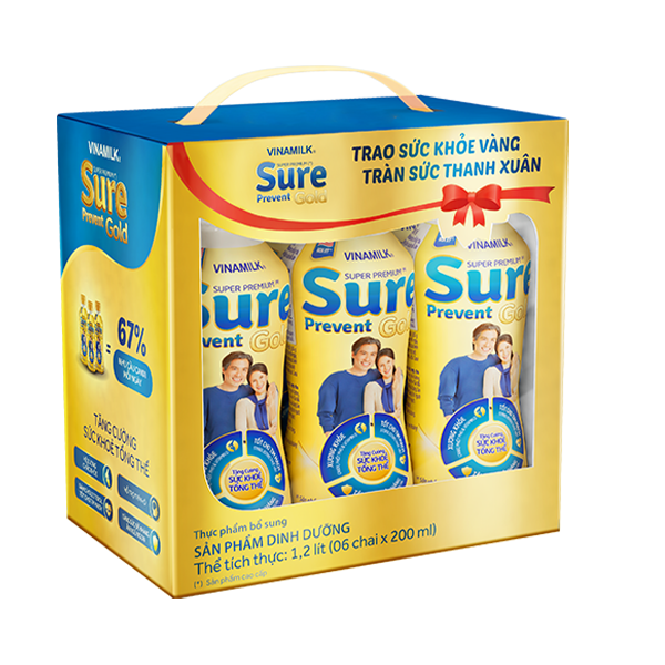 Sữa bột pha sẵn sure prevent gold - hộp 6 chai x 200ml