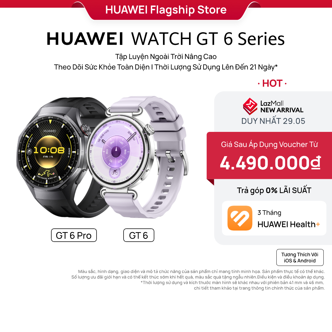[DUY NHẤT 29.5] Đồng Hồ Thông Minh HUAWEI WATCH GT6 Series | Tập Luyện Nâng Cao | Theo Dõi Sức Khỏe