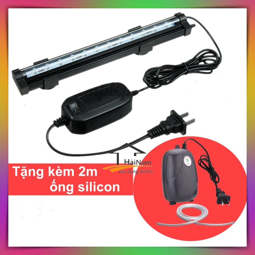 Bộ đèn LED đổi màu bể cá 15cm-25cm-35cm-45cm tùy chọn có đầu sủi bọt khí kèm máy tạo khí oxy cho bể cá