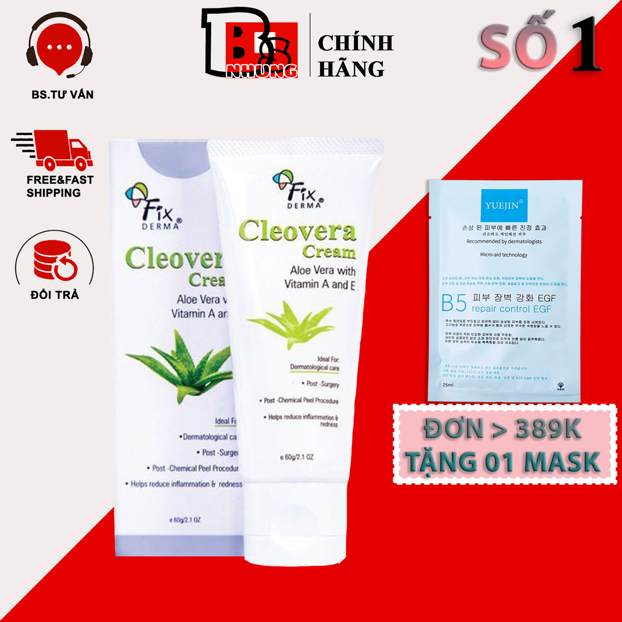 Kem Dưỡng Da Mặt Fixderma Cleovera Cream - Tăng độ ẩm và dưỡng trắng da