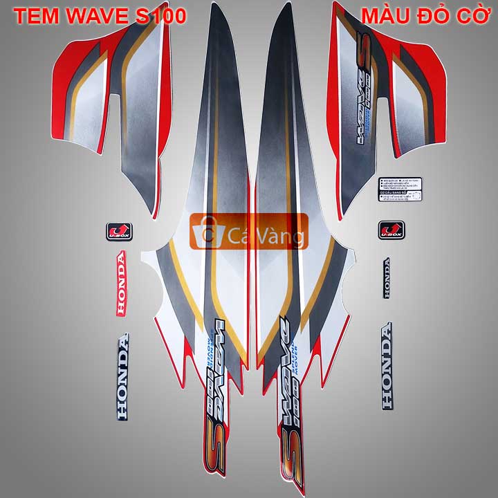 Tem xe máy wave s100 - màu đở cờ chất lượng