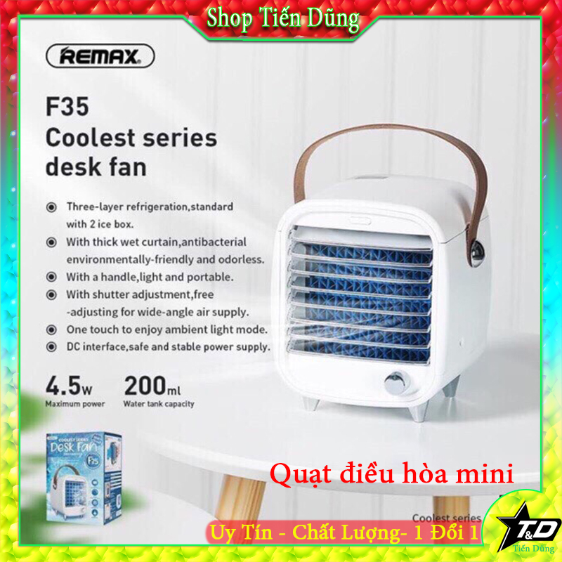 Quạt điều hoà hơi nước đá mini remax F35 Desk Fan mini hay quạt nước đá Remax F35