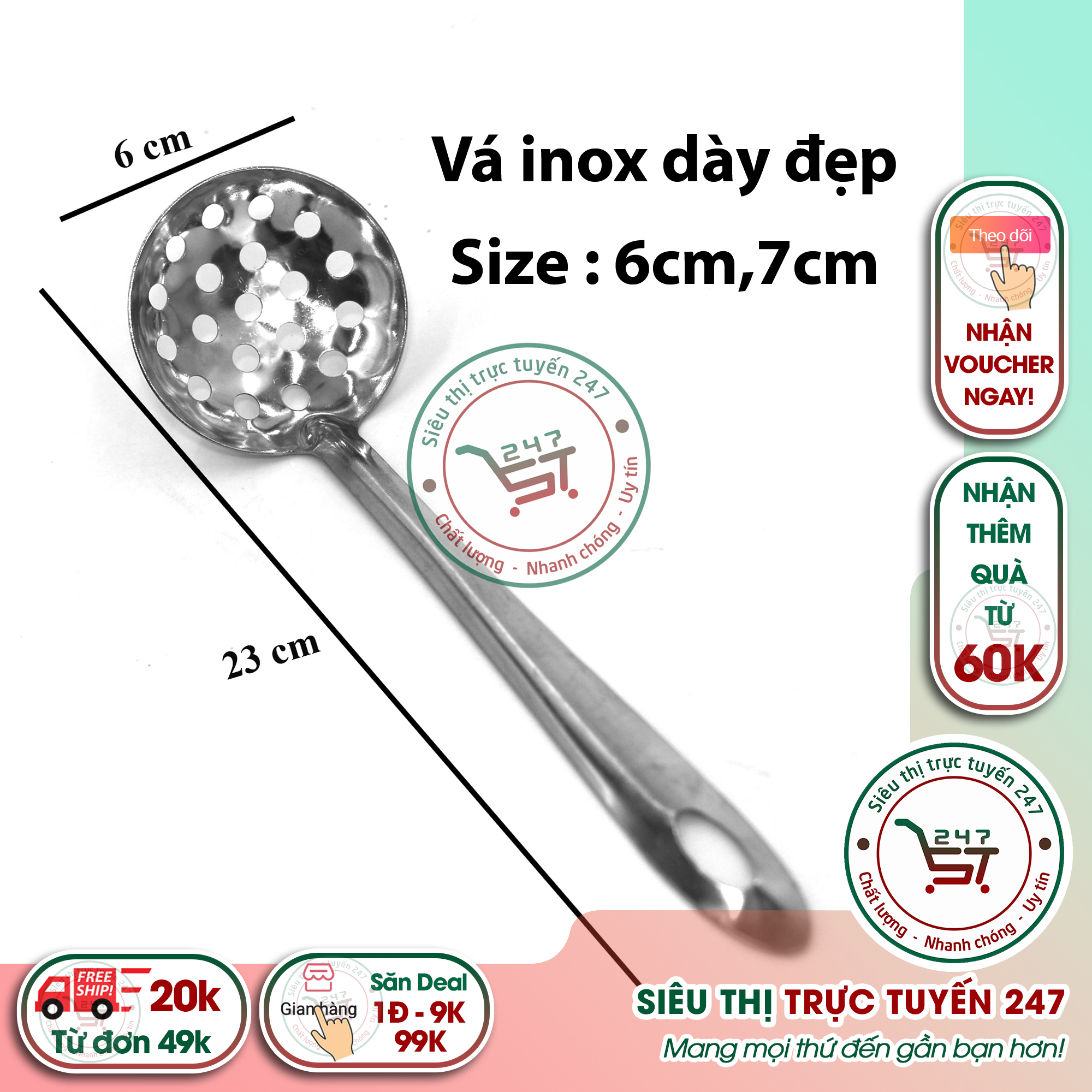 Cái vá múc có lỗ inox sáng bóng không gỉ an toàn cho sức khỏe gia đình bạn Đồ dùng nhà bếp an toàn|Siêu thị trực tuyến 247