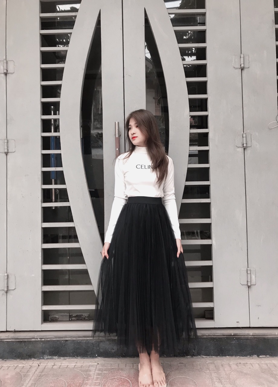 Chân váy xòe dài Hàn quốc đen  dài 70cm  Shopee Việt Nam