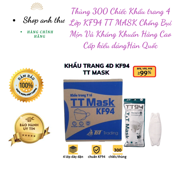 Khẩu trang 4d hàn quốc kf94 ,khẩu trang tt mask 1 thùng 300 cái