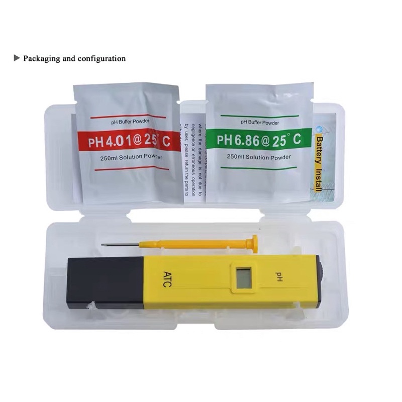 Bút đo độ PH trong nước ATC - Bảo hành 1 tháng có hộp, vít điều chỉnh và 2 gói bột