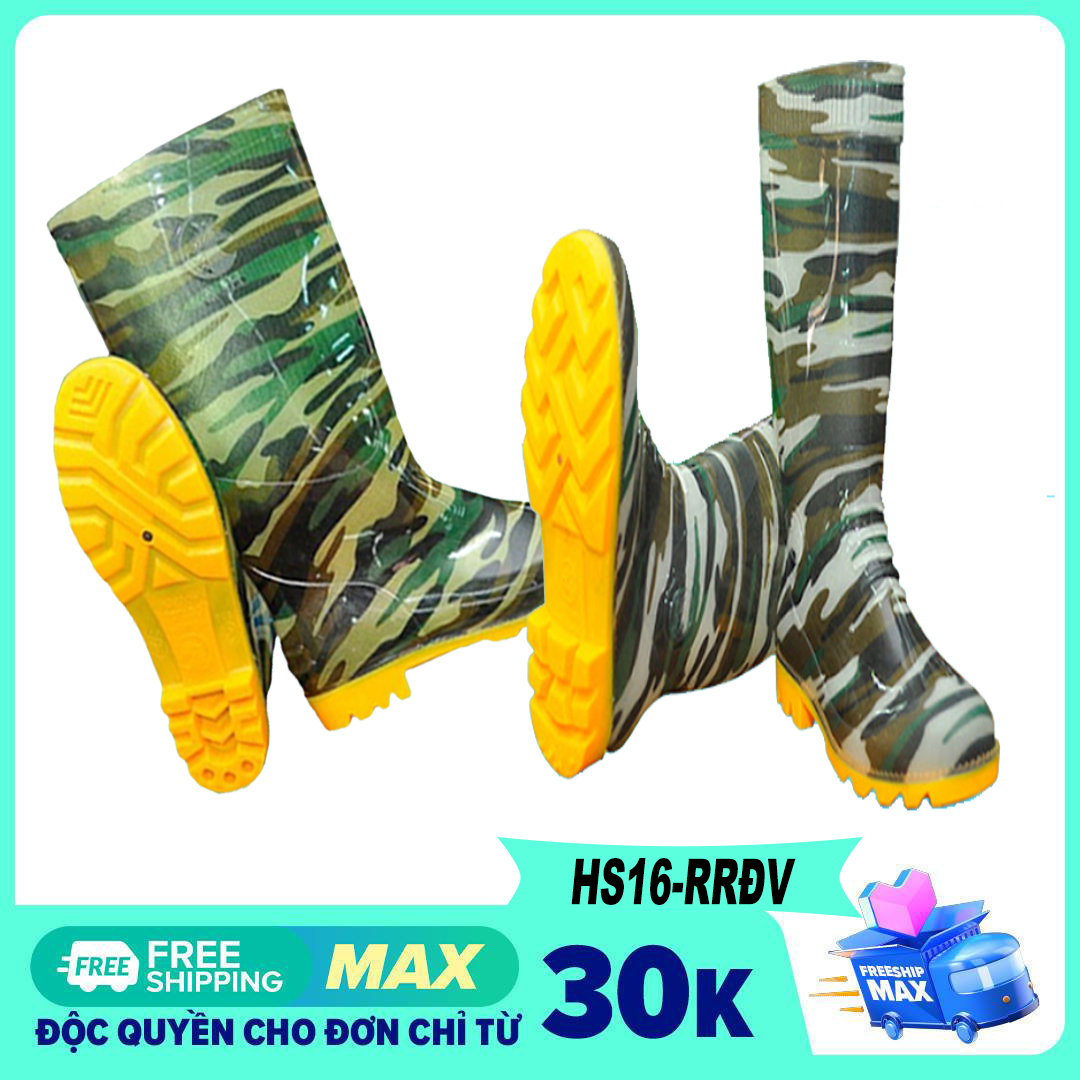 [Ủng Nam Rằn Ri BHLĐ] - Ủng Cao Su Rằn Ri Đế Vàng Hoa San Cho Nam (Đủ Size 39-43)