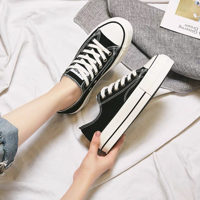 mẫu hot-giày thể thao vải cột dây đế nhẹ, giày nữ cv cổ thấp thời trang hàn quốc cực đẹp