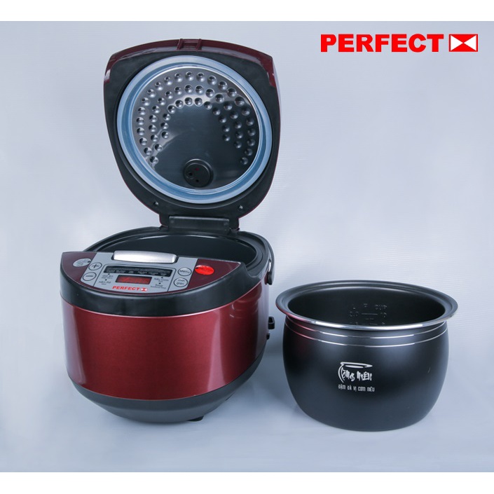 Nồi cơm điện tử perfect lòng kiểu niêu nhôm đúc dày, đa chức năng nấu, hầm chiên & nướng