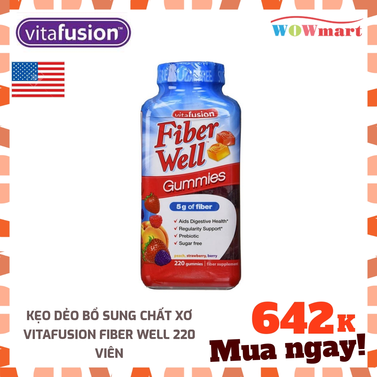 Kẹo dẻo bổ sung chất xơ Vitafusion Fiber Well 220 viên -