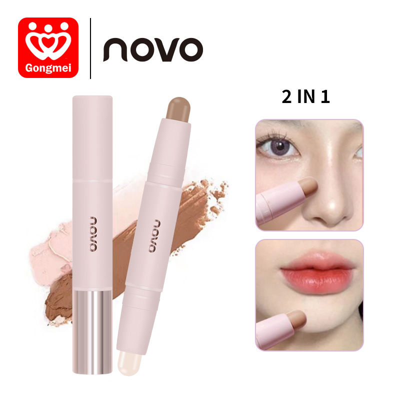 Bút tạo khối và che khuyết điểm novo 2 đầu contour & highlight stick bút tạo khối hai đầu tiện dụng chất lượng cao có độ bóng cao giúp tạo khối cho khuôn mặt