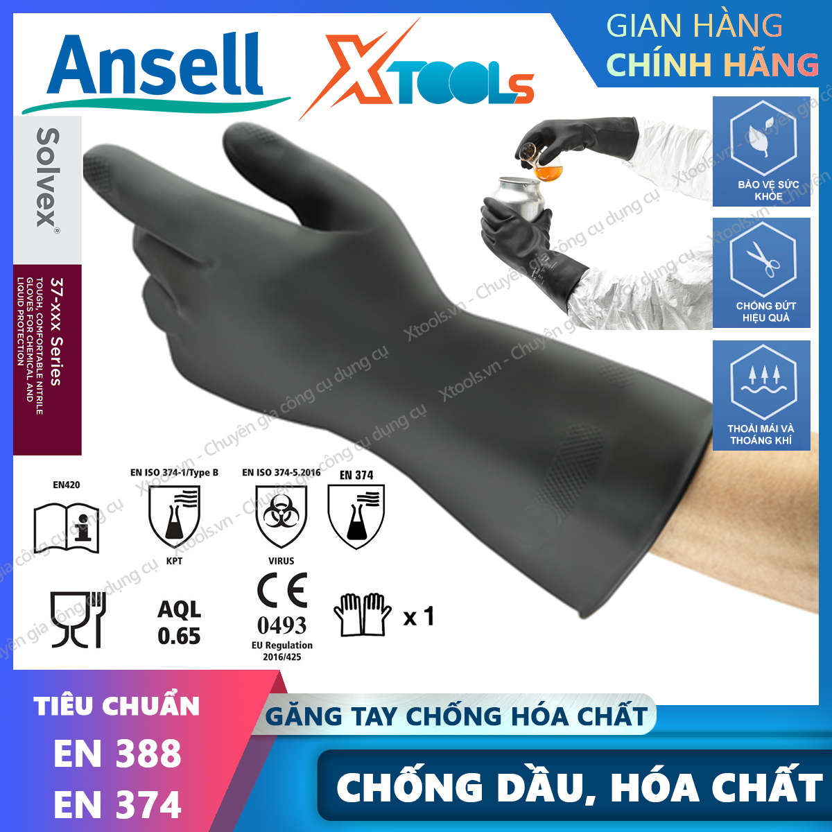 Găng tay chống hóa chất Marigold G17K găng tay cao su nitrilechống hóa chấtaxitdầu nhớtkhông gây hầm bí
