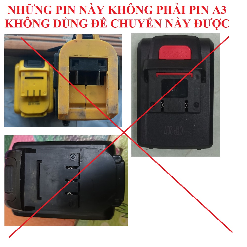 SV Đế chuyển pin Makita 18V - 21V và pin trung quốc Dayi A3 qua lại nhau