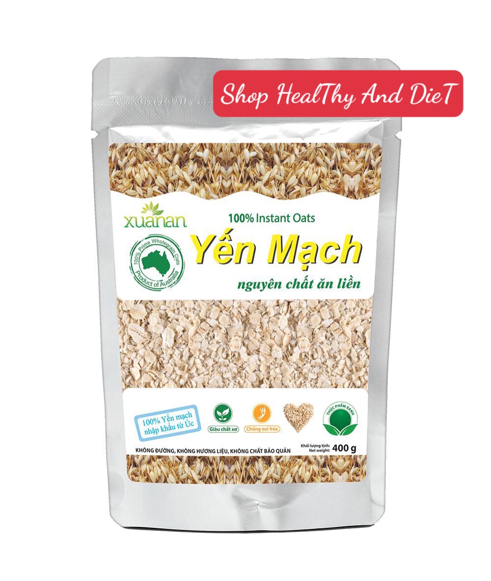 Yến mạch xuân an nguyên chất ăn liền gói 400gr - tặng 1 gói y.mạch