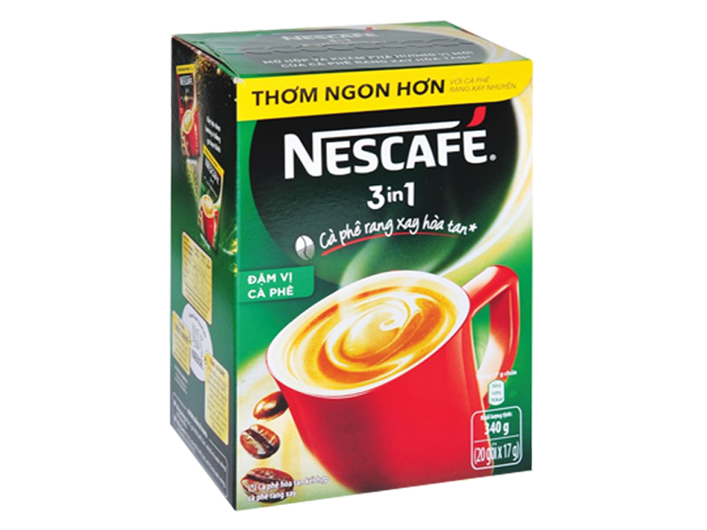 Cà phê sữa NesCafé 3 in 1 đậm vị cà phê 340g ( hộp xanh 20 gói x 17g)