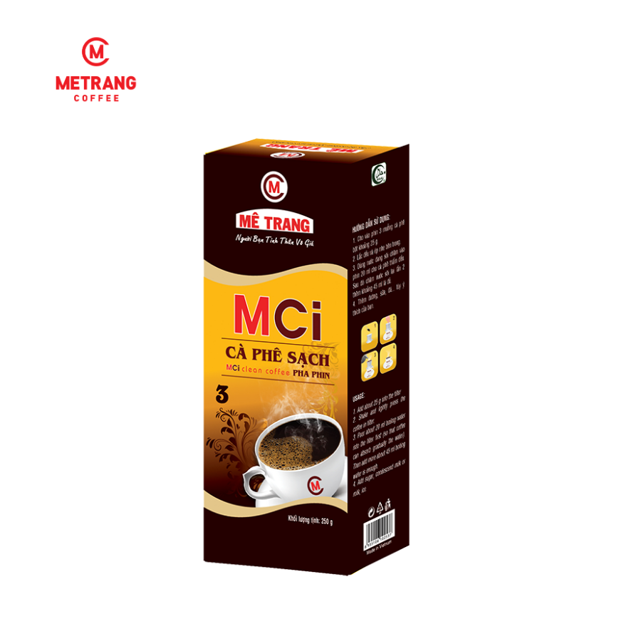 Cà phê sạch Mê Trang MC3 - hộp 250g hút chân không - cà phê nguyên chất- pha phin