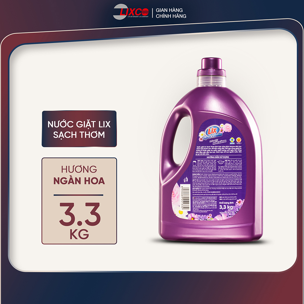 Nước giặt Lix sạch thơm hương ngàn hoa túi 2,6kg/3,2kg đánh bật vết bẩn cứng đầu hạt lưu hương thơm lâu- Lixco Việt Nam