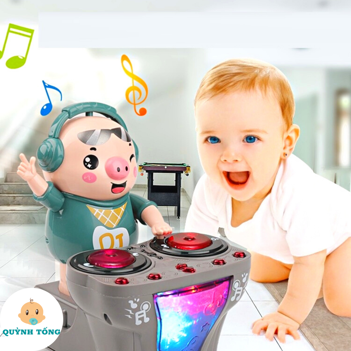Đồ chơi heo DJ có nhạc cho bé- Lợn nhảy lắc lư có nhạc, đèn vui nhộn- đồ chơi phát nhạc