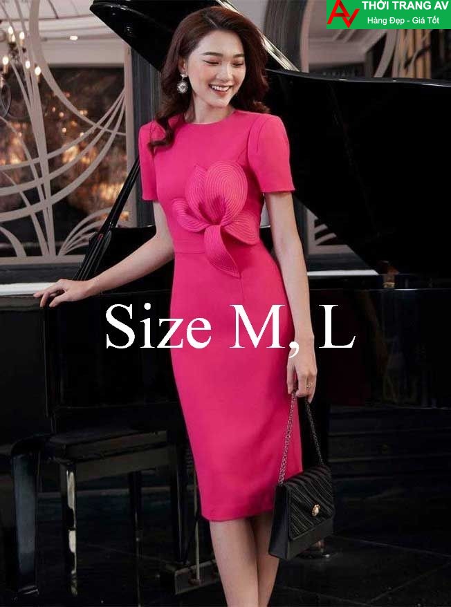 Av6447 - đầm ôm body đính hoa sen eo nổi bật