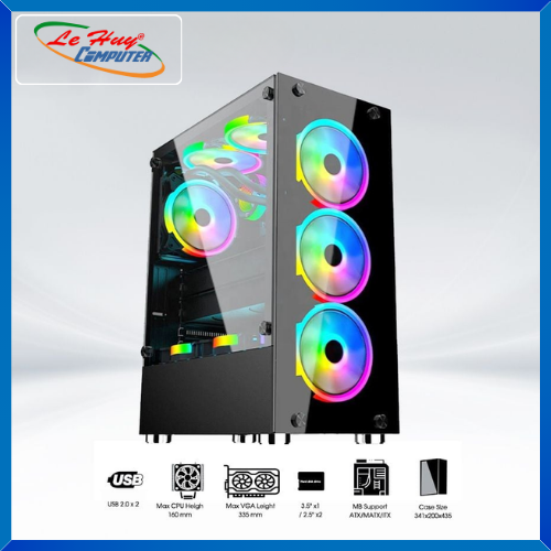 Vỏ Máy Tính COOLERPLUS CPC-G325 Kèm 3 Fan LED - Hàng Chính Hãng