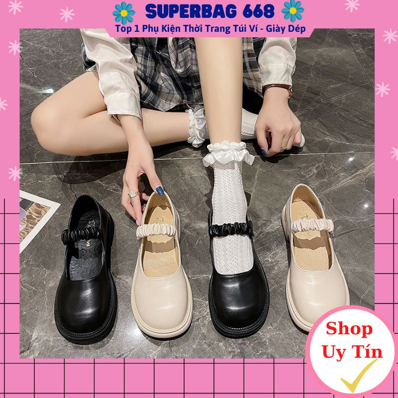 Giày búp bê vintage - giày lolita tiểu thư quai bèo nhúm dây phong cách ulzzang hàn quốc hq 220