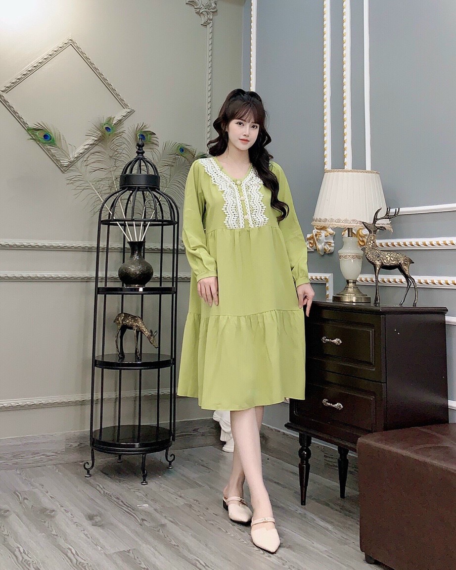 Váy bầu, đầm bầu thu dài tay công sở dáng suông giá rẻ